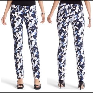 WHBM blue floral skinny slim ankle jean pant 4